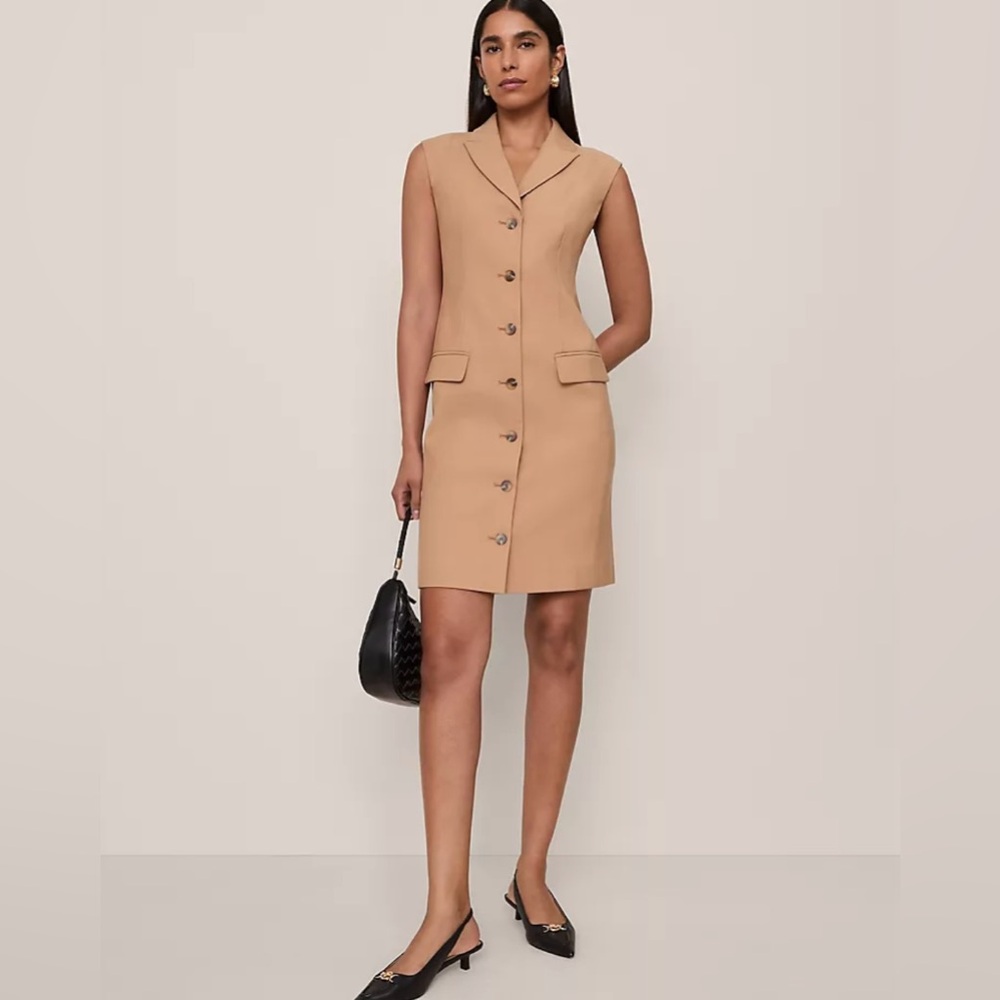 Ann Taylor Blazer Dress | The Peak Lapel - Tan | Spring Workwear